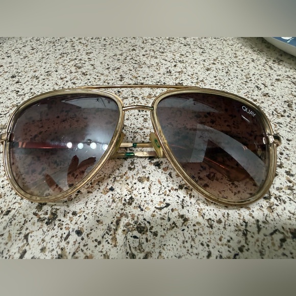 Quay Australia All In Gold Frame Aviator Sunglasses - Picture 7 of 7